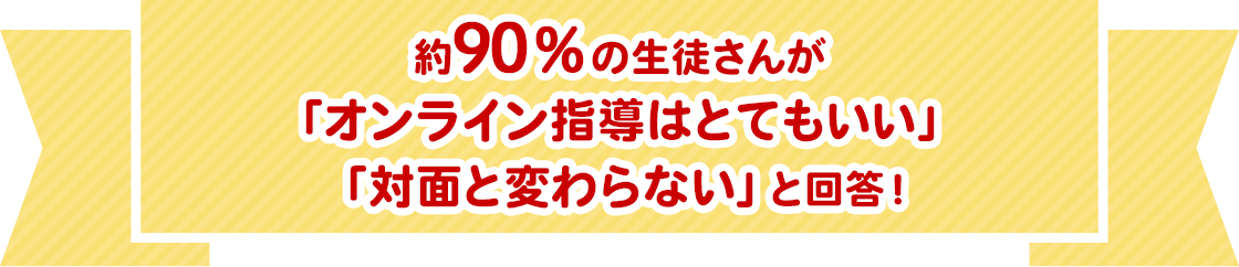 約90%の生徒さんが「オンライン家庭教師はとてもいい」「対面と変わらない」と回答!