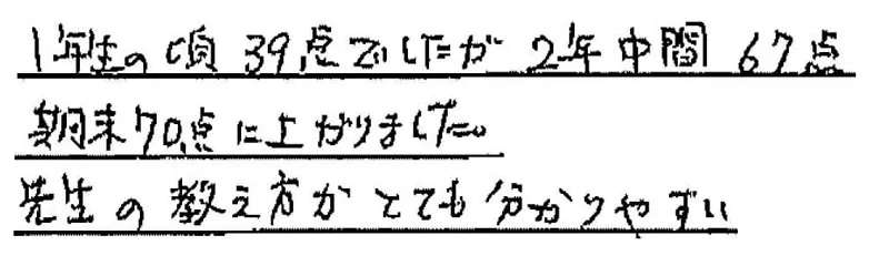 藤川さん手書きのメッセージ