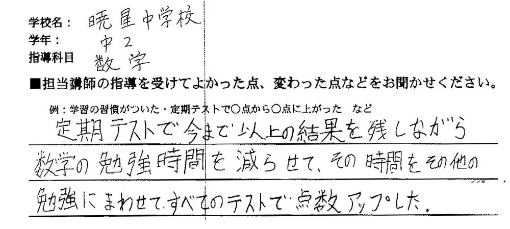 佐藤さん手書きのメッセージ